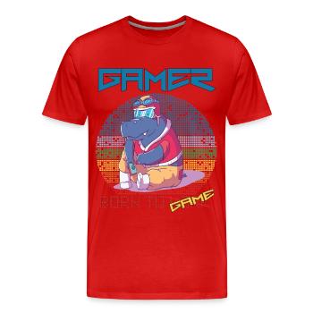 Video Games Funny Gamer Born To Gaming Retro Game - Männer Premium Bio T-Shirt - Rot - Vorne - Damien (186cm)