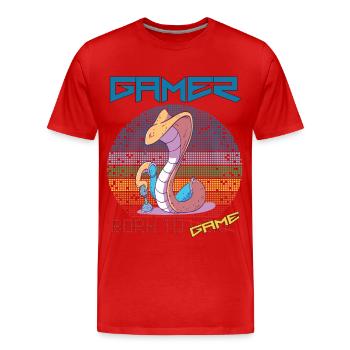 Jeux vidéo Drôle de joueur de serpent né pour le jeu rétro - T-shirt bio Premium Homme - rouge - Devant - Damien (186cm)