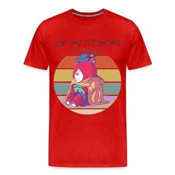 Funny Video Games Retro Gamer Console Games and Ga - Männer Premium Bio T-Shirt - Rot - Vorne - Damien (186cm)
