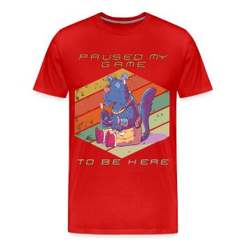 Video Games Paused My Game Retro Gaming Funny Game - Men's Premium Organic T-Shirt - red - Front - Damien (186cm)