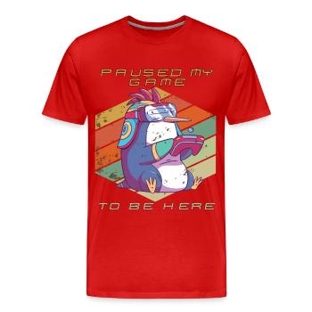 Video Games Gamer Paused My Game Retro Gaming Peng - Männer Premium Bio T-Shirt - Rot - Vorne - Damien (186cm)