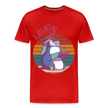 Level Up Gamer Retro Video Games Retro Gaming Peng - Männer Premium Bio T-Shirt - Rot - Vorne - Damien (186cm)