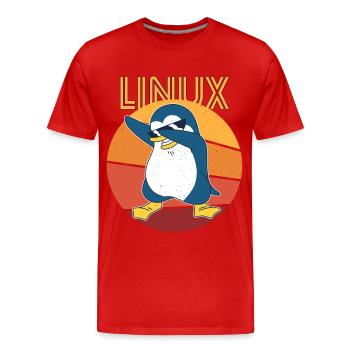 Linux Admin Cool Penguin Nerd Informatics - T-shirt bio Premium Homme - rouge - Devant - Damien (186cm)