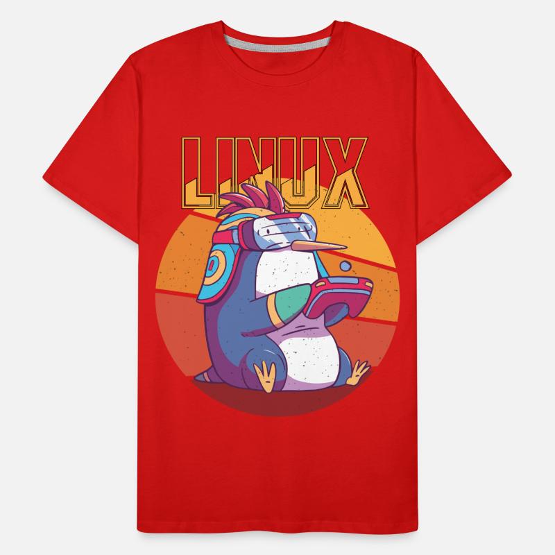 Gamer Linux Root Cool Penguin Nerd Game Programmer Männer Premium Bio T-Shirt