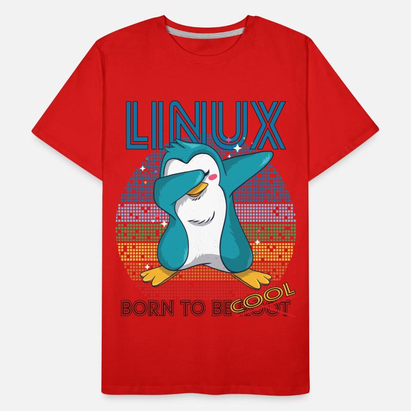Linux Cool Born To Be Root Cute Penguin Geek Admin T-shirt bio Premium Homme