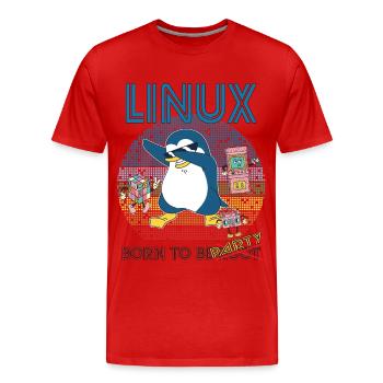 Retro Gamer Linux né pour être Root Geek Admin Pengu - T-shirt bio Premium Homme - rouge - Devant - Damien (186cm)