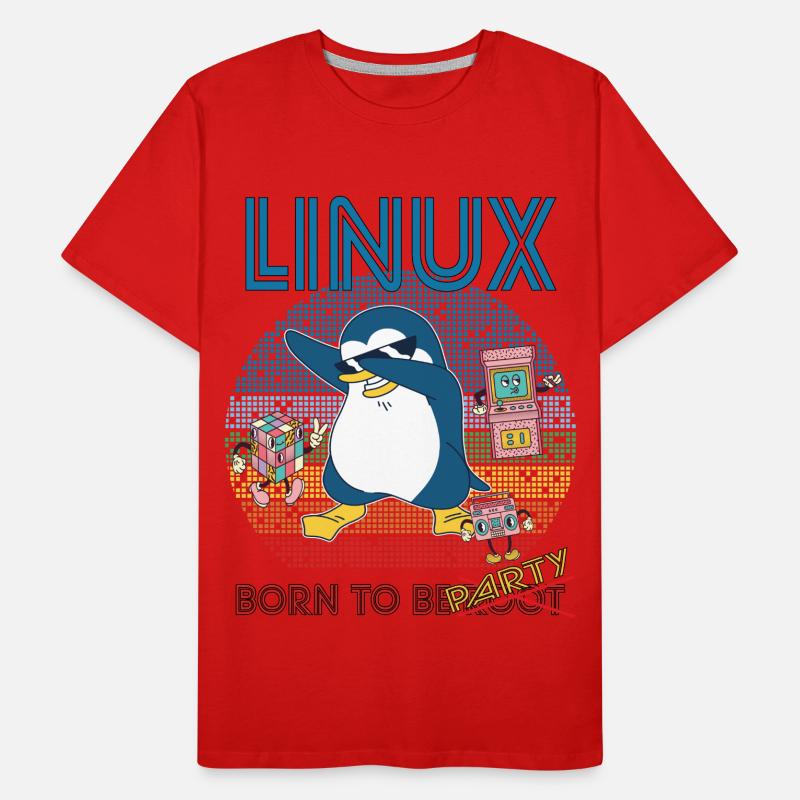 Retro Gamer Linux né pour être Root Geek Admin Pengu T-shirt bio Premium Homme
