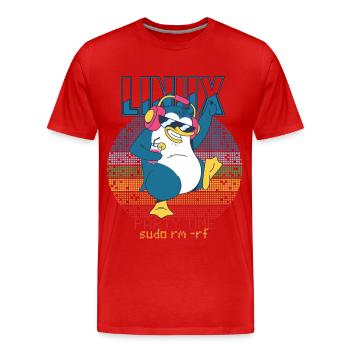 Linux Party Sudo Root Geek Admin Penguin Nerd Prog - T-shirt bio Premium Homme - rouge - Devant - Damien (186cm)