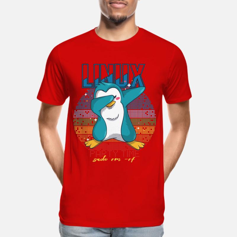 Linux Party Sudo Root Geek Cute Penguin Nerd Progr Men's Premium Organic T-Shirt