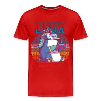 Linux Gamer Sudo Root Geek Admin Penguin Nerd Prog - T-shirt bio Premium Homme - rouge - Devant - Damien (186cm)