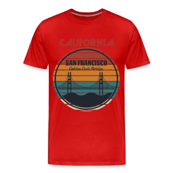 Californie Amour San Francisco Coeur Golden Gate B - T-shirt bio Premium Homme - rouge - Devant - Damien (186cm)