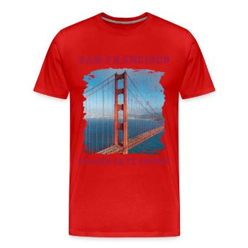 Golden Gate Bridge Souvenir San Francisco Californie - T-shirt bio Premium Homme - rouge - Devant - Damien (186cm)