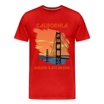 Golden Gate Bridge à San Francisco California Sun - T-shirt bio Premium Homme - rouge - Devant - Damien (186cm)