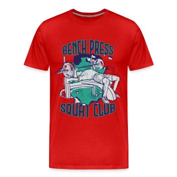 Bench Press Training Strength Training Gym M - Men's Premium Organic T-Shirt - red - Front - Damien (186cm)