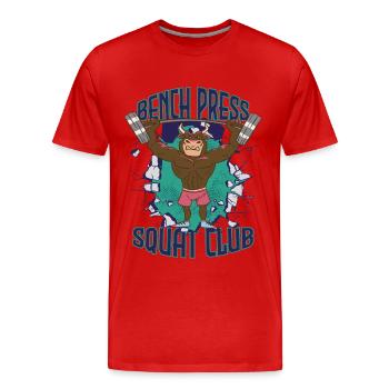 Bench Press Squad Club Bull Workout Entraînement en force - T-shirt bio Premium Homme - rouge - Devant - Damien (186cm)