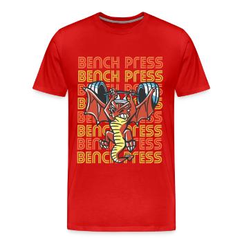 Bench Press Dragon Gym Entraînement de poitrine Entraînement en force - T-shirt bio Premium Homme - rouge - Devant - Damien (186cm)