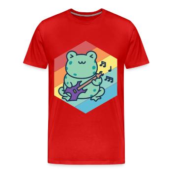 Mignon Guitariste-Grenouille-Guitare-Rock-Guitare-Musici - T-shirt bio Premium Homme - rouge - Devant - Damien (186cm)