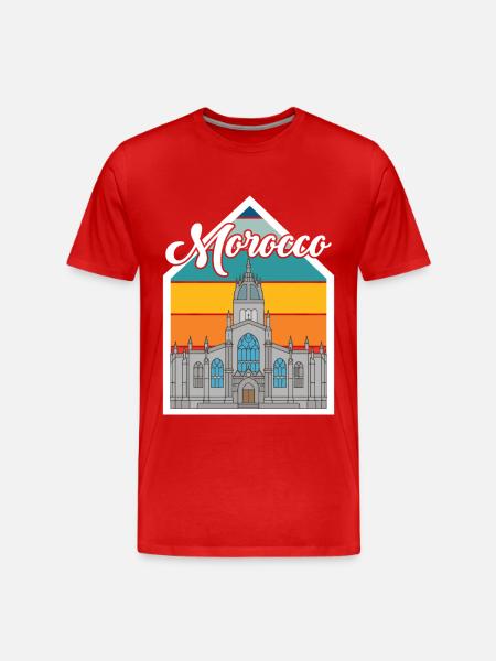 Morocco Skyline Africa City Gibraltar Ocean - Men's Premium Organic T-Shirt - red