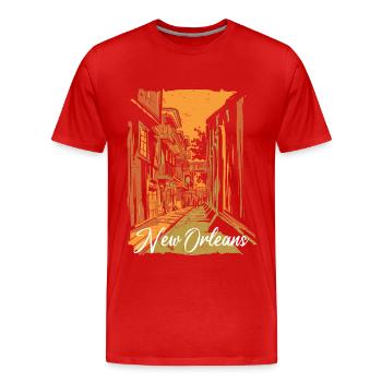 New Orleans Bourbon Street Souvenir French Quarter - Men's Premium Organic T-Shirt - red - Front - Damien (186cm)