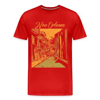 Nouvelle-Orléans Louisiane Souvenir Bourbon Street - T-shirt bio Premium Homme - rouge - Devant - Damien (186cm)