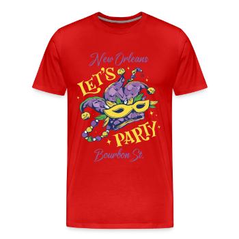 Carnaval Bourbon Street Nouvelle-Orléans Souvenir Louis - T-shirt bio Premium Homme - rouge - Devant - Damien (186cm)