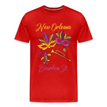 Français Bourbon souvenir du carnaval de la Nouvelle-Orléans - T-shirt bio Premium Homme - rouge - Devant - Damien (186cm)