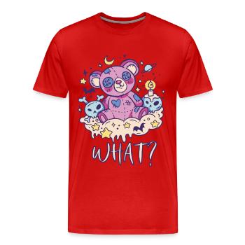 Lustiger Teddy-Schädel-Albtraum, was? Mörderischer - Männer Premium Bio T-Shirt - Rot - Vorne - Damien (186cm)