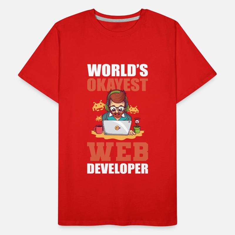 Worlds Okayest Web Developer Programmer Men's Premium Organic T-Shirt