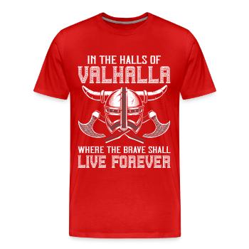 Wikinger Axt Helm Walhalla Warriors Mythologie Odi - Männer Premium Bio T-Shirt - Rot - Vorne - Damien (186cm)