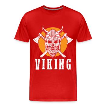 Viking Warrior Skull Axe Valhalla Warriors Myt - T-shirt bio Premium Homme - rouge - Devant - Damien (186cm)