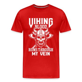 Wikinger Blut Krieger Axt Walhalla Warriors Mythol - Männer Premium Bio T-Shirt - Rot - Vorne - Damien (186cm)