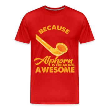 Cooles Alphorn Musikinstrument in Schweiz Alpen So - Männer Premium Bio T-Shirt - Rot - Vorne - Damien (186cm)