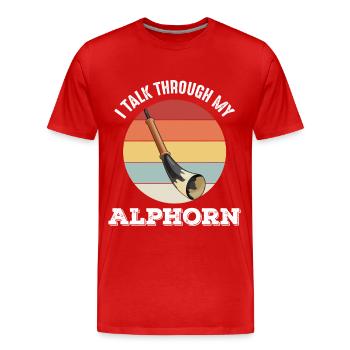 Schweizer Alphorn Musikinstrument in der Schweiz A - Männer Premium Bio T-Shirt - Rot - Vorne - Damien (186cm)
