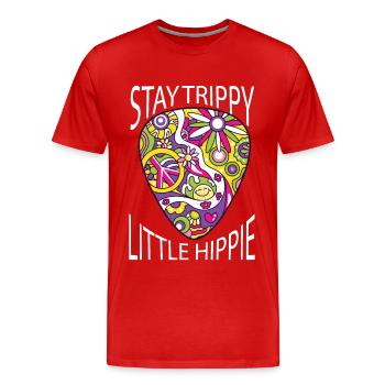 Hippie Peace Love Freedom Peace Sign - T-shirt bio Premium Homme - rouge - Devant - Damien (186cm)