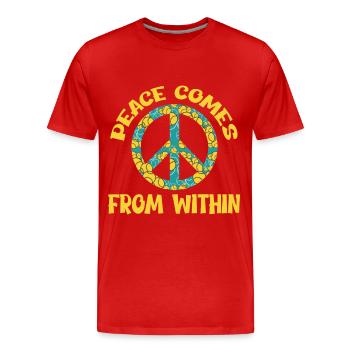 Trouvez votre paix Fleurs Hippie Bliss - T-shirt bio Premium Homme - rouge - Devant - Damien (186cm)