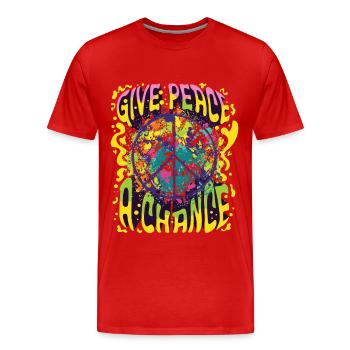 Paix Symbole de Paix Amour Liberté et Bonheur - T-shirt bio Premium Homme - rouge - Devant - Damien (186cm)