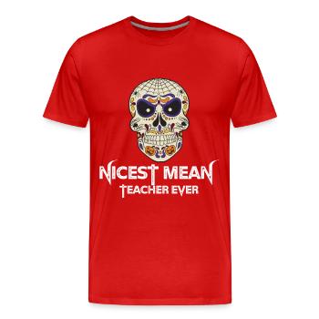 Mort Sourire Sucre Crâne Jour des Morts Los Muerto - T-shirt bio Premium Homme - rouge - Devant - Damien (186cm)