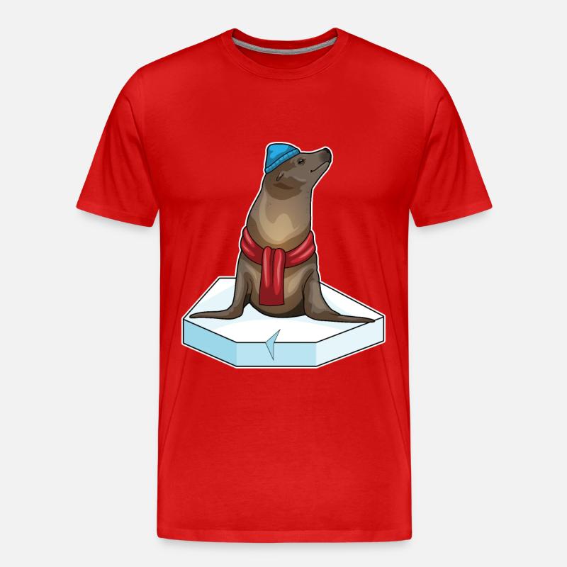 Seehund Eisscholle - Männer Premium Bio T-Shirt - Rot