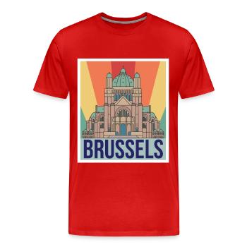 Bruxelles Science Noyau atomique Physique Physicien atomique - T-shirt bio Premium Homme - rouge - Devant - Damien (186cm)