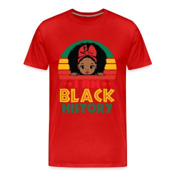 Black History Women Proud Black Melanin Festival - T-shirt bio Premium Homme - rouge - Devant - Damien (186cm)