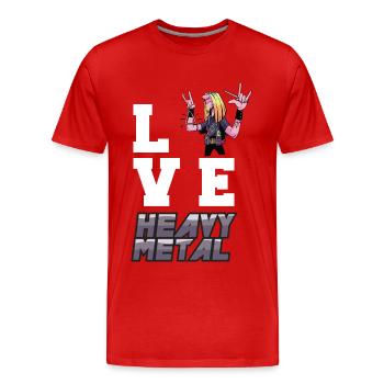 Love Heavy Metal Rock You Metal Fan Rocking Hard R - Men's Premium Organic T-Shirt - red - Front - Damien (186cm)