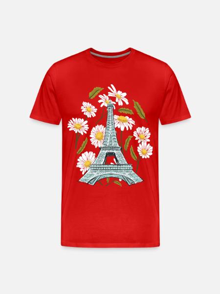Eiffeltårnet Efterårsblomst Paris Efterår i Frankrig - Herre Premium T-shirt økologisk - rød