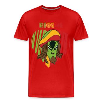 Reggae Love Alien Jamaica Souvenir Rasta Music Ras - Men's Premium Organic T-Shirt - red - Front - Damien (186cm)