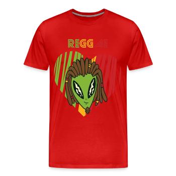 Reggae UFO Jamaïque Souvenir Rasta Musique Rastafaria - T-shirt bio Premium Homme - rouge - Devant - Damien (186cm)