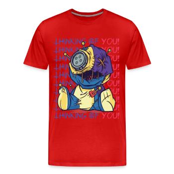 Poupée vaudou effrayante en pensant à vous Hallowee - T-shirt bio Premium Homme - rouge - Devant - Damien (186cm)