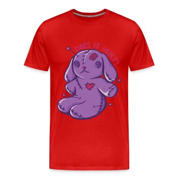 Voodoo bunnies Does it hurt? Voodoo Doll Halloween - Men's Premium Organic T-Shirt - red - Front - Damien (186cm)