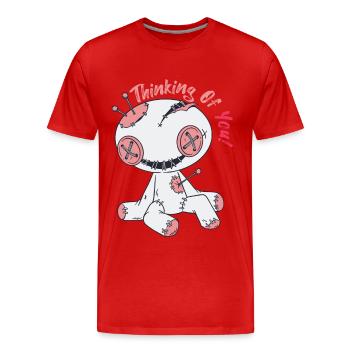 Creepy Voodoo Doll Witchcraft Halloween To You d - Men's Premium Organic T-Shirt - red - Front - Damien (186cm)