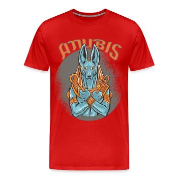 Pyramides de Gizeh Anubis Egypte Souvenir Egyptologue - T-shirt bio Premium Homme - rouge - Devant - Damien (186cm)