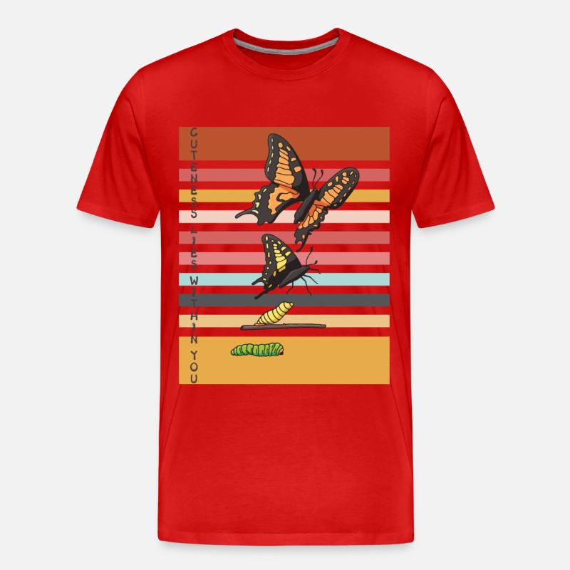 Niedlicher Schmetterling Evolution Schmetterlinge - Männer Premium Bio T-Shirt - Rot