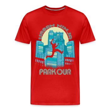 Parkour Ninja City Jumping Freestyle Running - T-shirt bio Premium Homme - rouge - Devant - Damien (186cm)